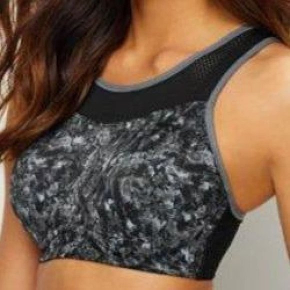 Maidenform DM7994 High-Impact Cutout Mesh-Panel Wireless Sports Bra 38C Gray & B - Picture 5 of 6